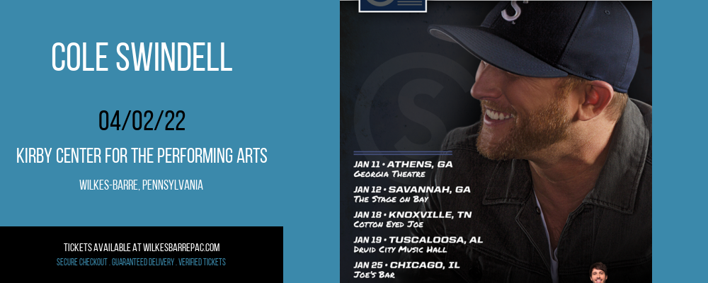 Cole Swindell at Kirby Center for the Performing Arts tickets Cole Swindell at Kirby Center for the Performing Arts